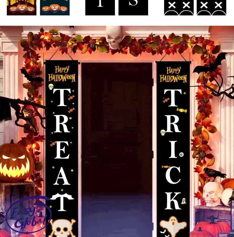 

Halloween Couplet Ghost Festival Porch Decoration Ghost Couple Creative Door Curtain Background Halloween Couplet Hanging Flag