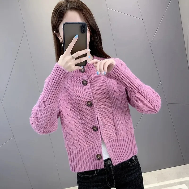 Корейский женский свитер в полоску кардиган Женская однотонная трикотажная