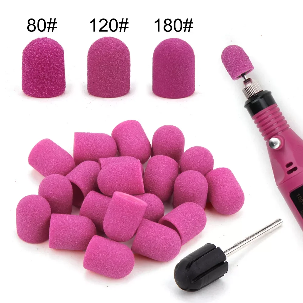 

5Pcs 10*15/13*19 Nail Sanding Caps With Rubber Gel Remover Ceramic Nail Drill Bit Pedicure Manicure Milling Cutters Nails Tool