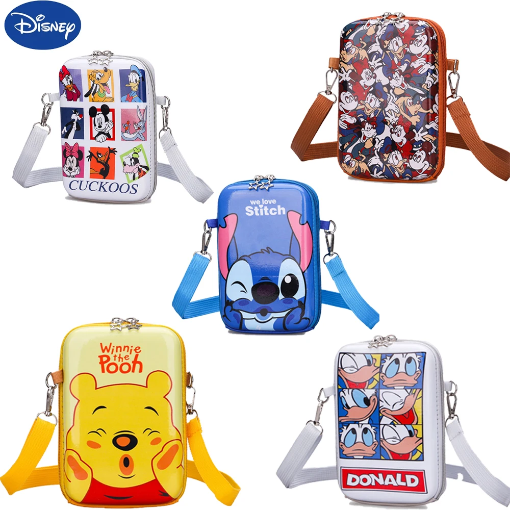 

Disney Mickey Minnie Stitch Winnie the Pooh Anime Figure Print Kawai Peripherals Toys Children Gift Girls Boys Mobile Phone Bag