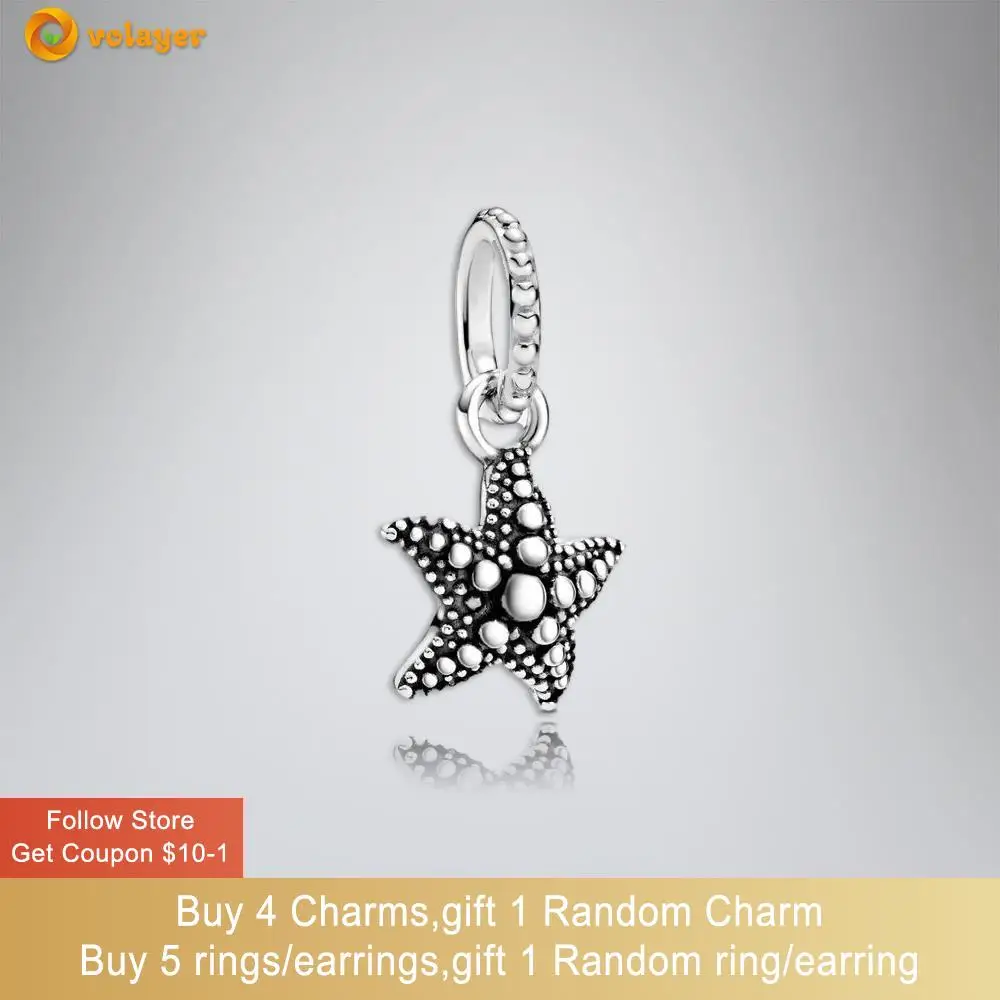 

Volayer 925 Sterling Silver Beads Beaded Starfish Pendant Charms fit Original Pandora Bracelets for Women Jewelry Making Gift