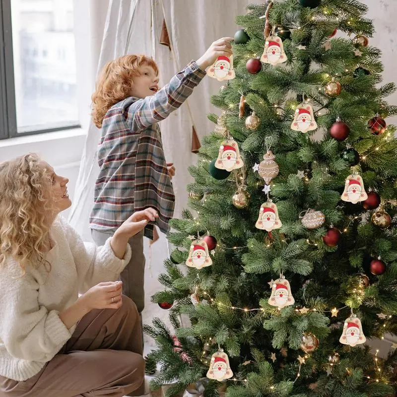 Дед Мороз украшение для елки елка с колокольчиками деревянная подвеска