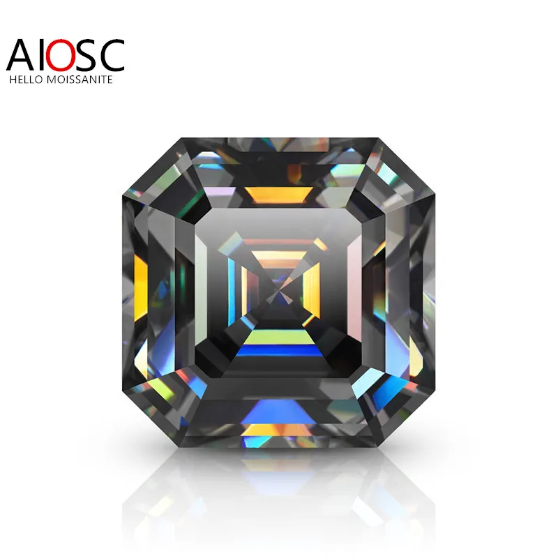 

AIOSC Gray Color Asscher Cut Loose Moissanite Stone 0.5~7.0ct Gems Pass Diamond Tester with GRA Certificate Fine Custom Jewelry