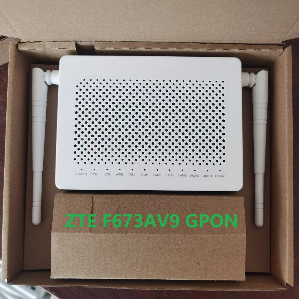 

Новинка, 6 шт. ZTE GPON ONU F673AV9A F673AV9 4GE WLAN 2,4G/Стандартный Двойной Wi-Fi ONU ONT FTTH маршрутизатор, английская версия без блока питания