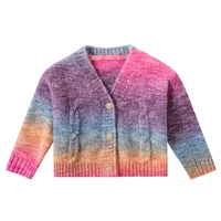 2022 spring and autumn childrens clothing rainbow gradient color boys and girls knitted sweaters cardigan childrens clothing