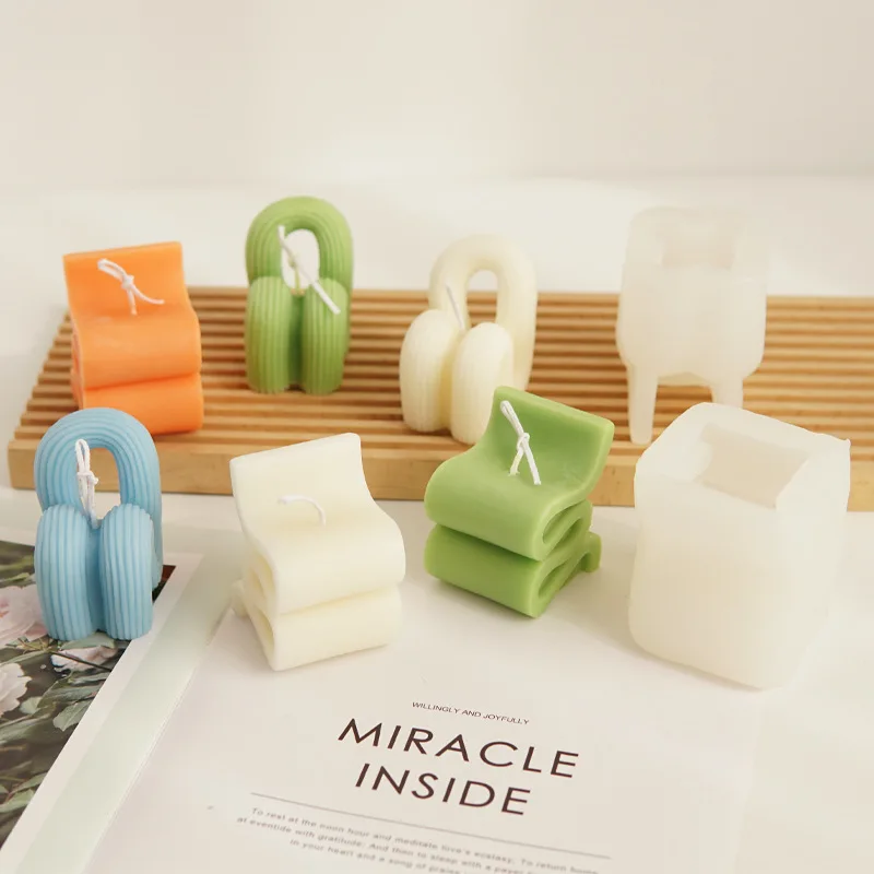 

Twisted Sofa Chair Candle Mold DIY Chocolate Cakes Handmade Soap Plaster Resin Silicone Mould Home Decoration Ornaments 2023 New
