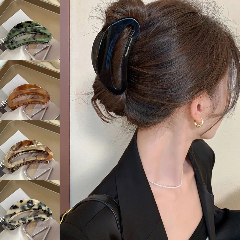 

Vintage Large Acetate Leopard Print Hair Clip Claws Women Girls Casual Shark Clip Hairpin Headwear Fashion Hair Accessories