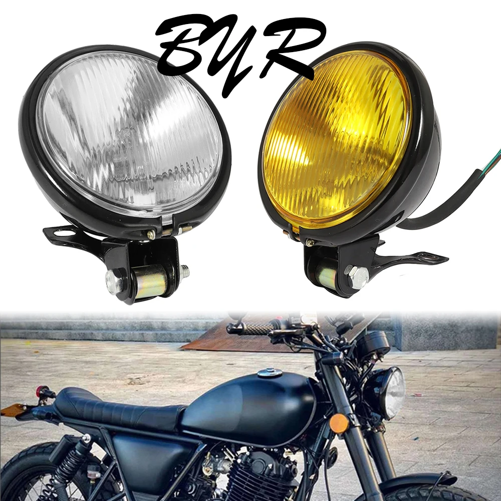 

Retro Metal Motorcycle Headlight Round with Holder Electroplate Vintage for Honda Hayabusa Suzuki Harley Yamaha Dirt Bike