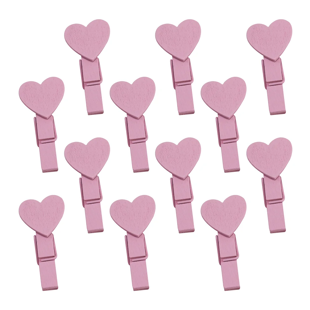 50pcs Mini Wooden Clothespin Lovely Heart Shape Clips Photo Postcard Clips