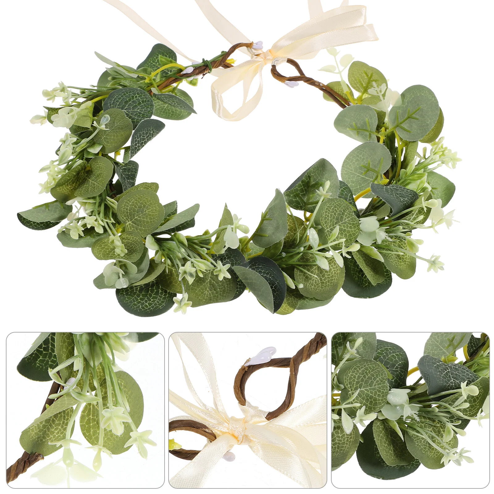 

Forest Garland Photo Headdress Props Bride Headpieces Wedding Faux Wreath Christmas Photography Wristband Bridal Eucalyptus
