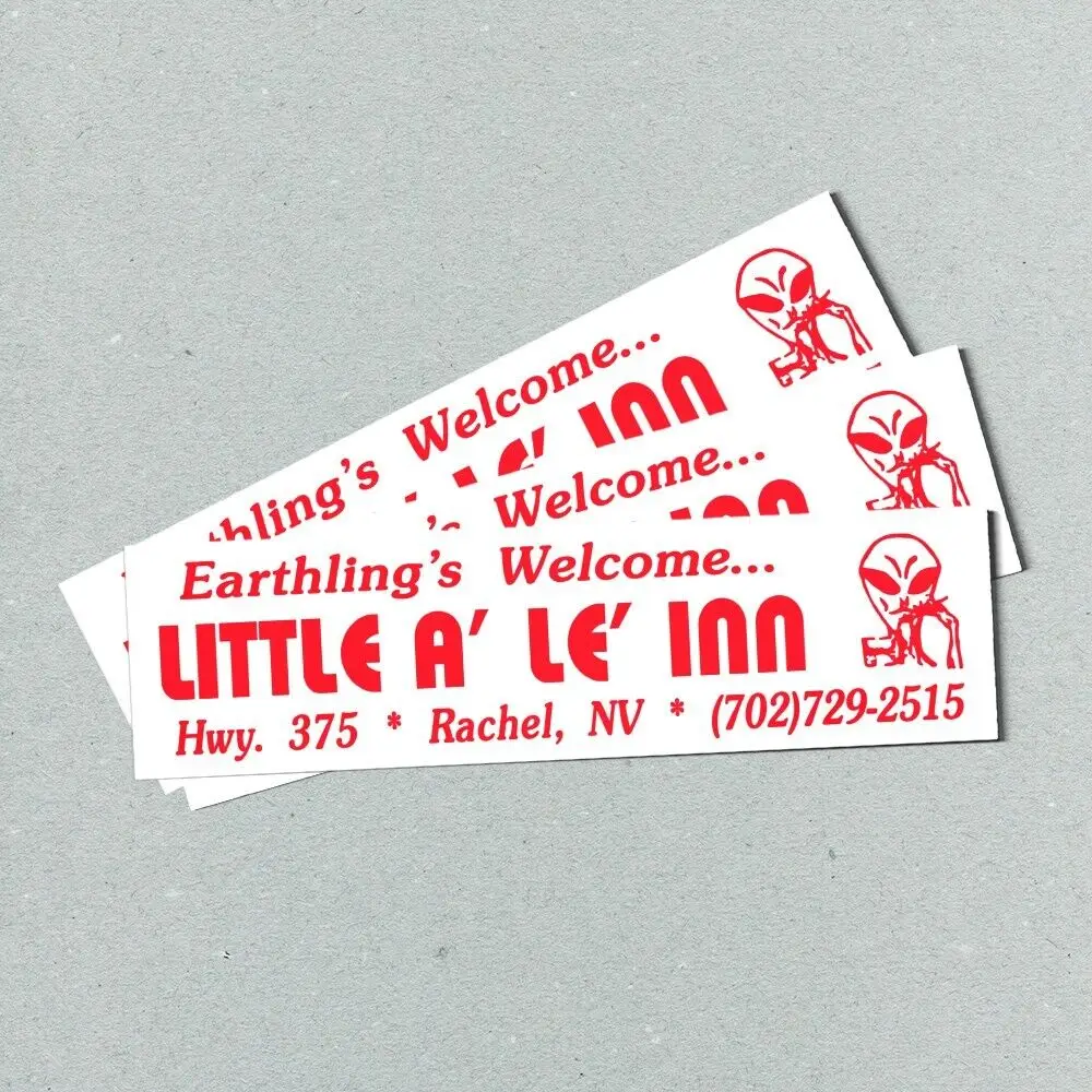 Наклейка на бампер Little A' Le' Inn — НЛО Alien NEVADA Area 51 наклейка в винтажном стиле