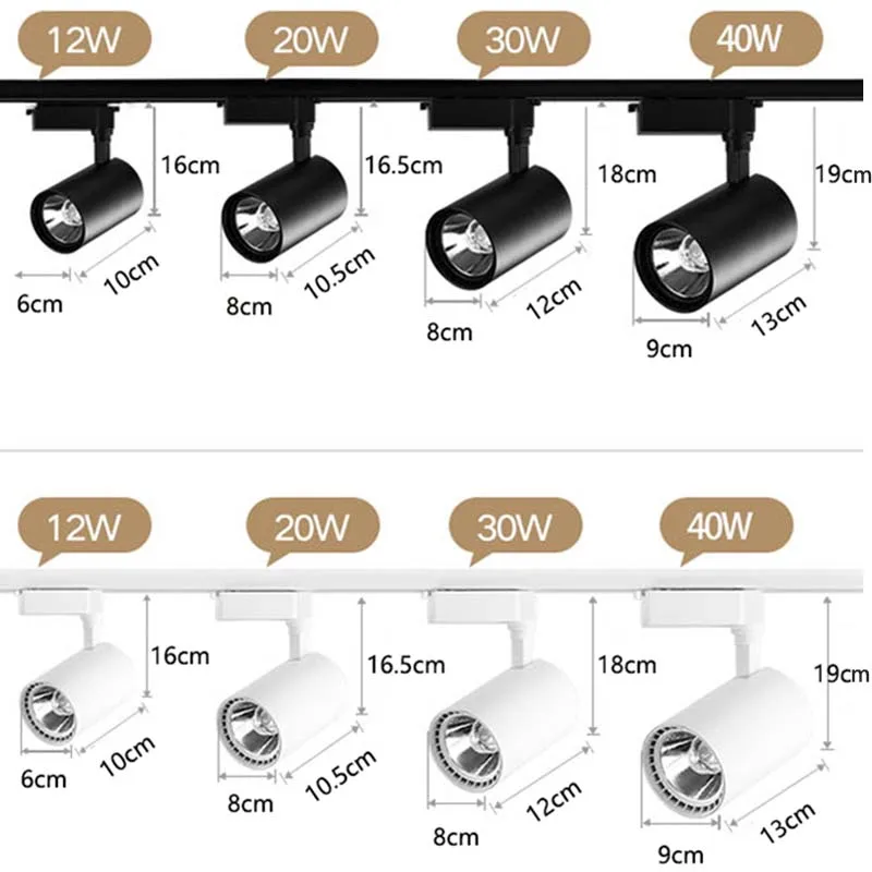 Светодиодные прожекторы 220V Set Track Lights Spot Led COB Lamp 12/20/30/40w для кухни магазин одежды