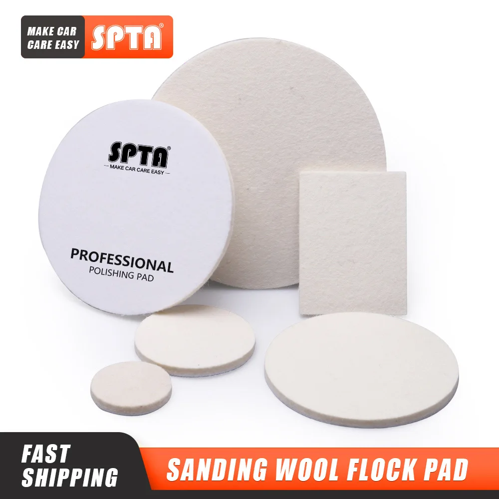 

(Bulk Sale) SPTA 3/4/5/6/7inch Wool Felt Polishing Pad, Buffing Wheels, Flocking Hook & Loop Back for Random Orbital Polisher