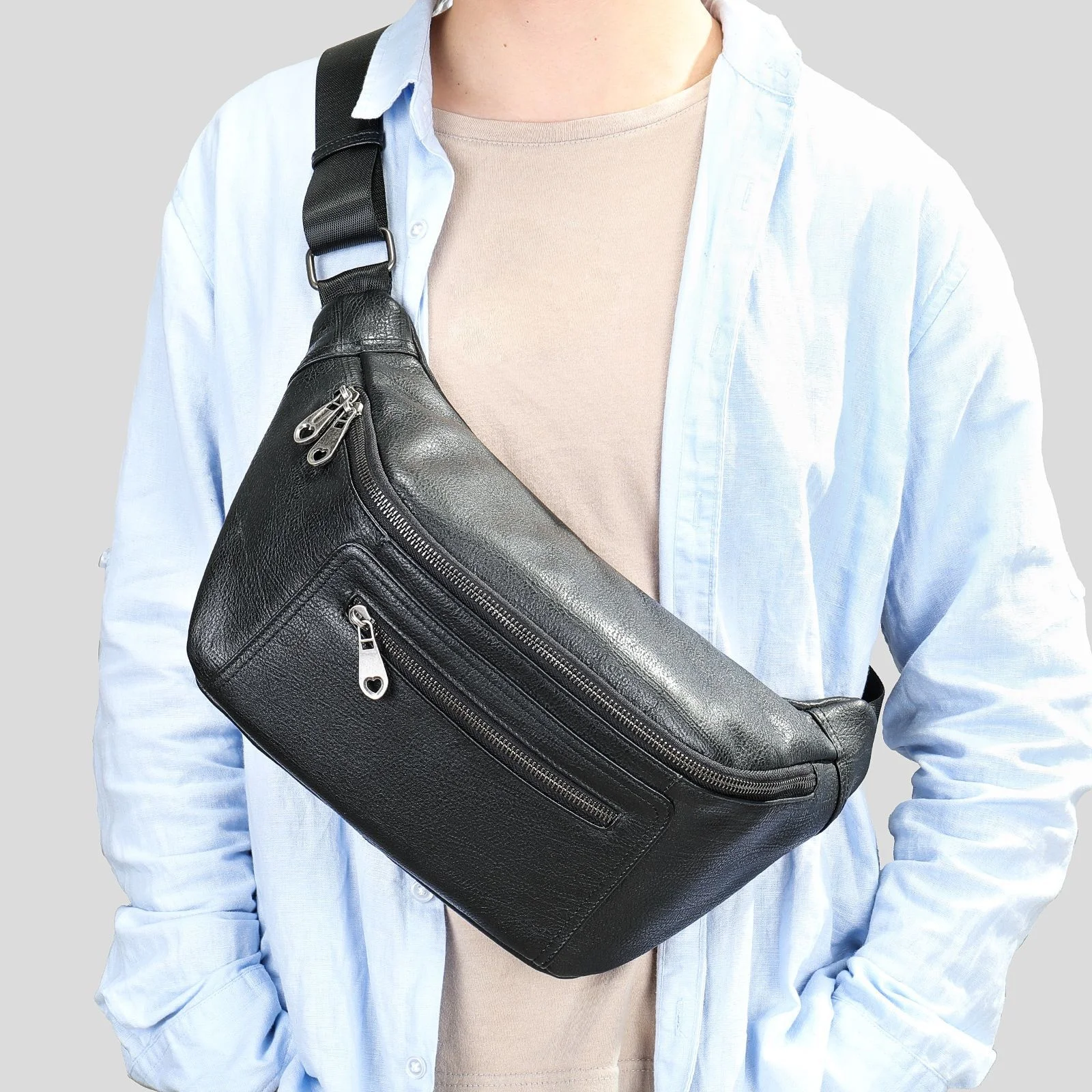 

Мужской поясной кошелек из натуральной кожи, Повседневная ранняя нагрудная сумка из воловьей кожи с ремешком на голову, уличная сумка через плечо