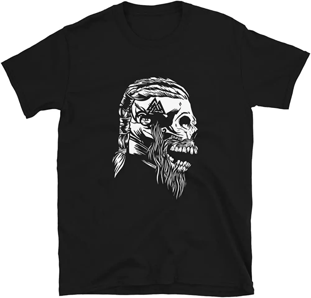

Viking Skull,Bearded T-Shirt,Cool T Shirt,Viking Scandinavian Men's 100% Cotton Casual T-shirts Loose Top Size S-3XL