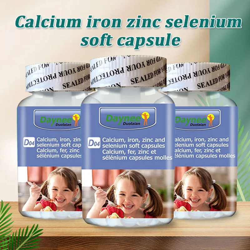 

1 Bottle Calcium Zinc Selenium Iron Soft Capsules Promote Growth Wound Healing and Appetite to Prevent Aging