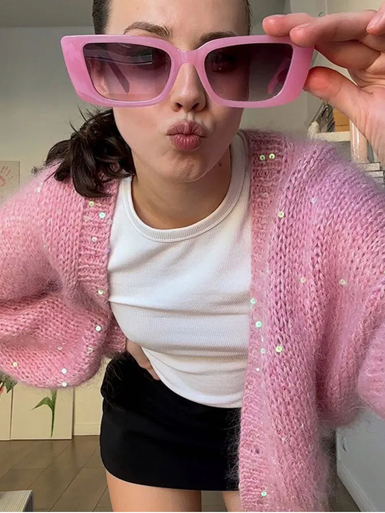 Женский Однотонный пуловер с V-образным вырезом и длинным рукавом