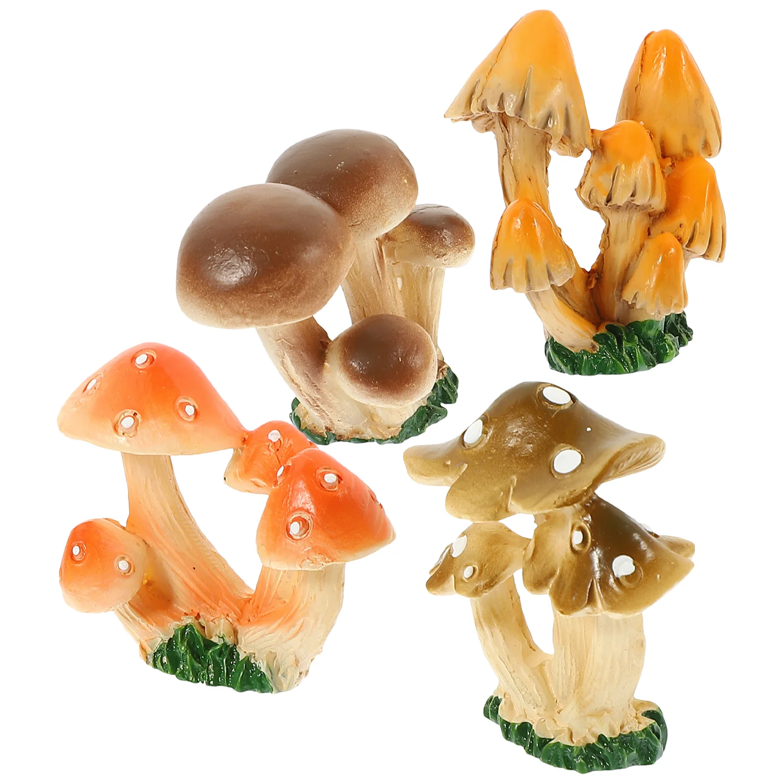 

4 Pcs Home Decor Ingredients Figurines Decorations Resin Lovely Mushroom Statue