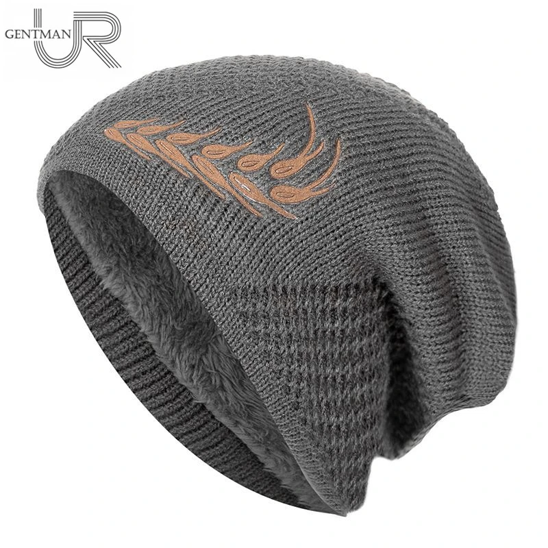 

Unisex Warm Winter Hat Fashion Wheat Embroidered Knitted Hat Men & Women Add Fur Lined Thick Ski Beanie Bonnet Cap