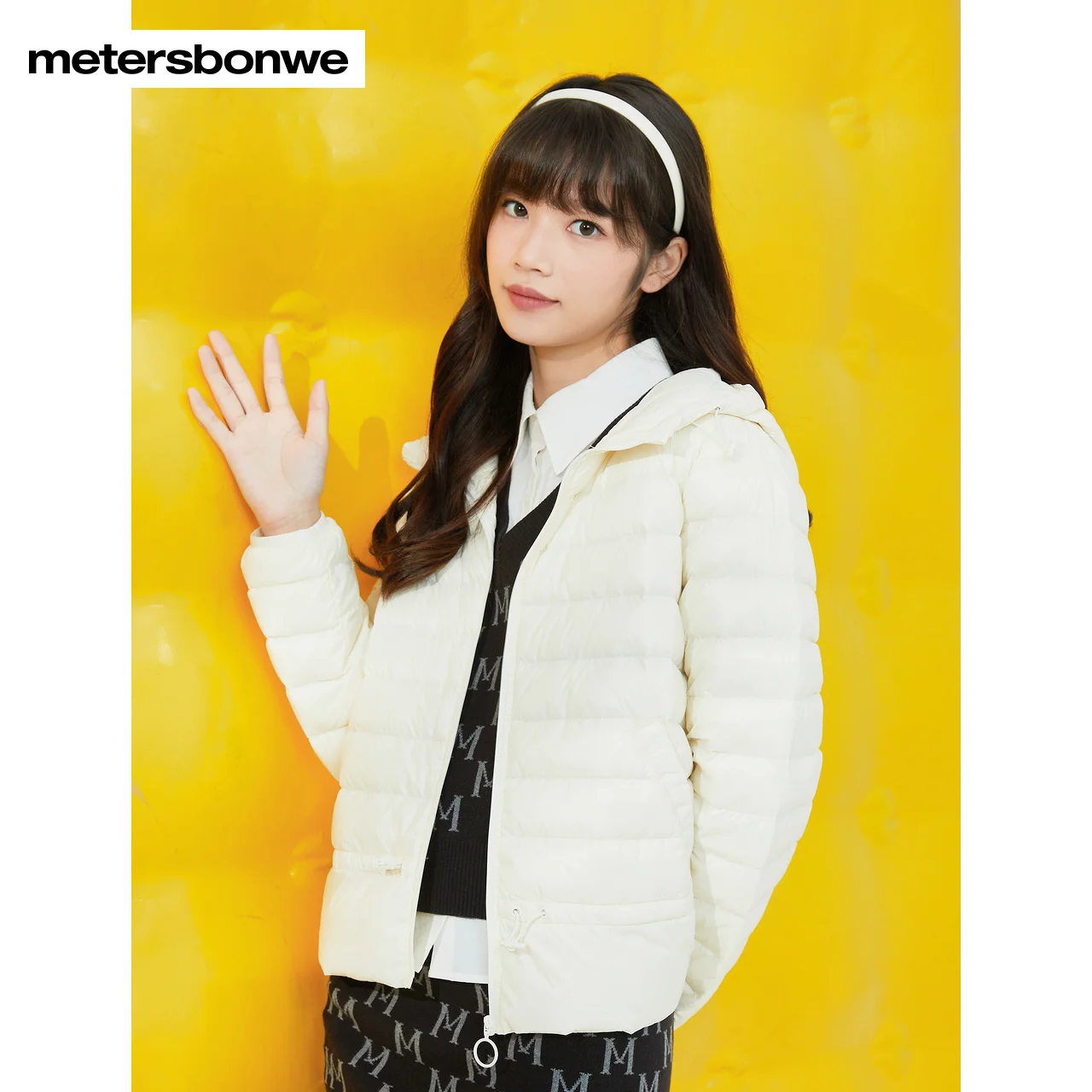 Metersbonwe Ultralight Down Jackets With Hooded Women Fit Basic Winter Warm Wear 90%Duck Down Light Thin  Solid Color Down Coats