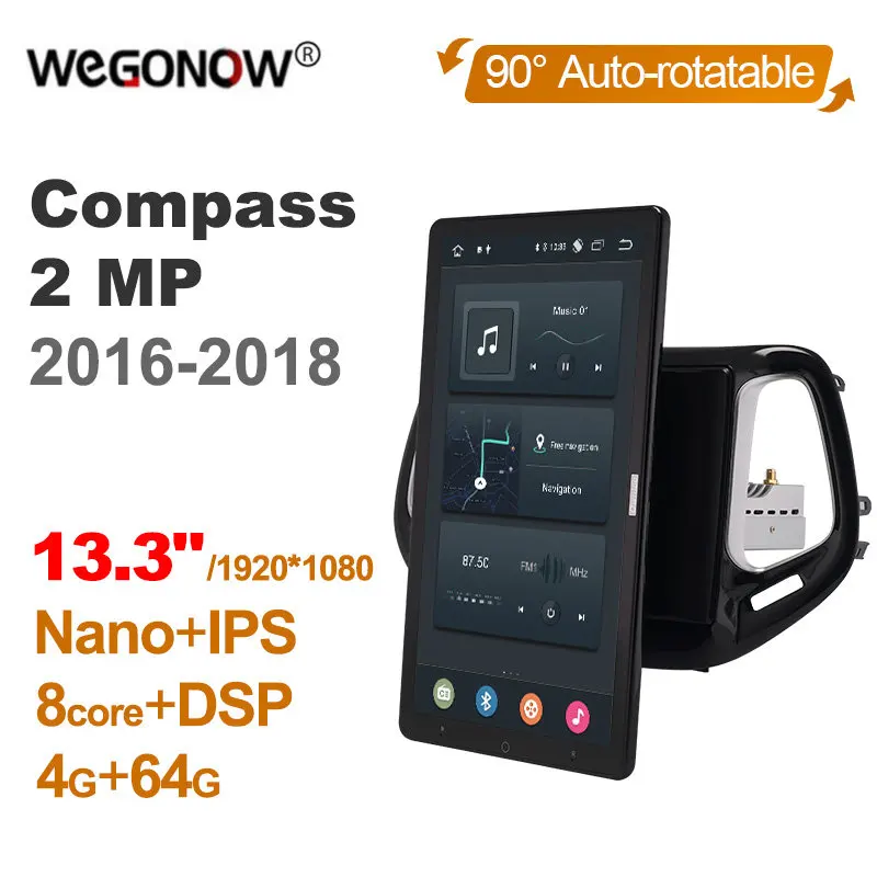 

1920*1080 Ownice Android10.0 for Jeep Compass 2 MP 2016 - 2018 Car Radio Auto Multimedia Video Audio head Unit 13.3'' Rotatable