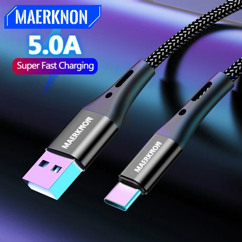 

5A Nylon USB Type C Cable Fast Charging for Xiaomi Samsung Huawei 0.5m-3m Data Cable Mobile Phone Micro USB Cables Android Cord