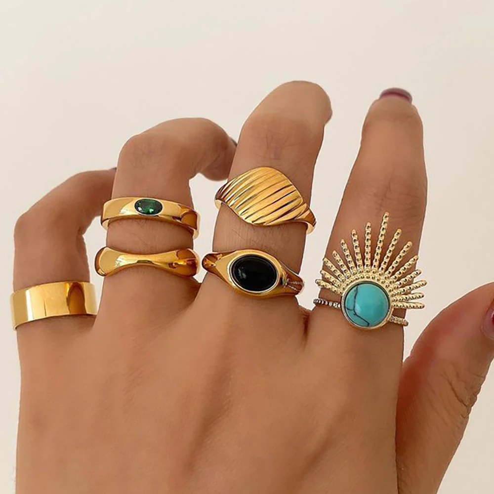 Комплект колец с золотым покрытием