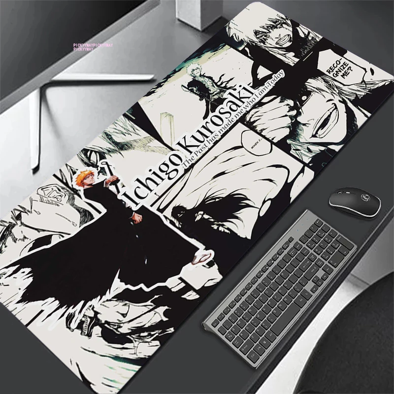 

Large Bleach Anime Kurosaki Ichigo Gaming Mousepads 900x400mm Gamer Mats Non-slip Carpert Rubber Desk Pads Rubber Computer Mat