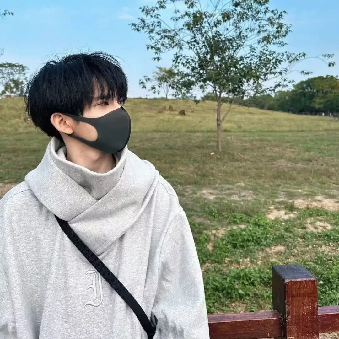 Модная американская толстовка с капюшоном и высоким воротником для мужчин