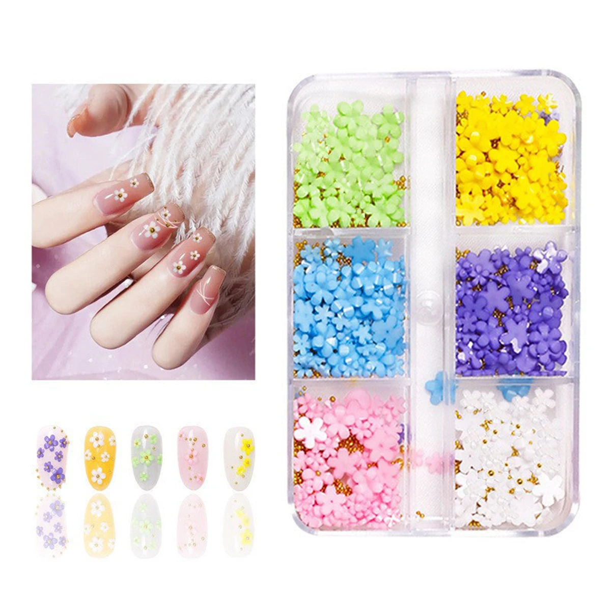 

Fashion Japanese Style Mini 3D Flower Nail Decorations Art Resin Flowers Nail Supplies Accessories
