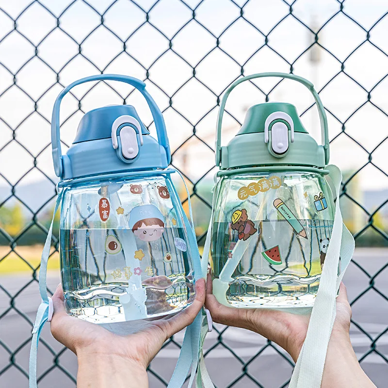 

1300ml Kids Water Bottle With Straw Cartoon Cute Cups Leak Proof Mug Portable Cup for School Outdoor Travel Drinking Drinkware