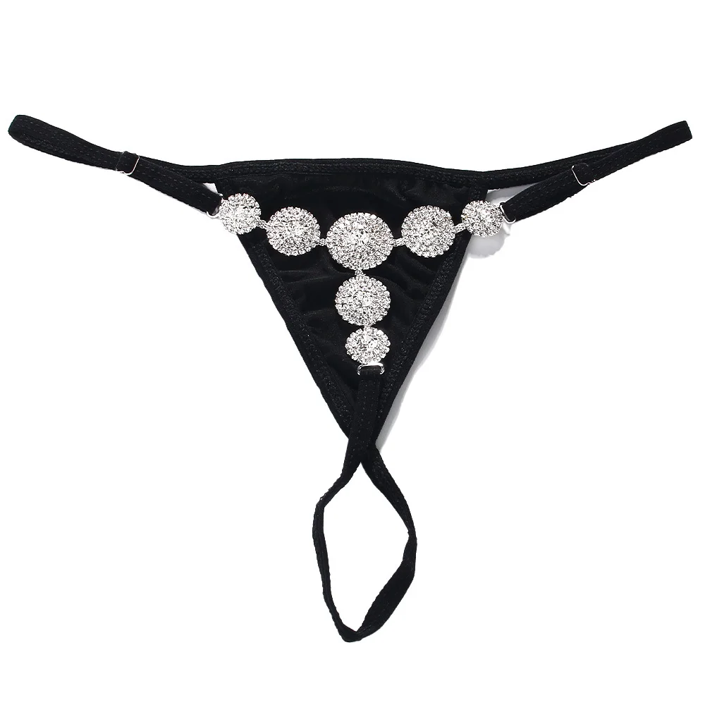 Stonefans с низкой талией Rouns Shape Rhinestone Choth стринги для женщин сексуальные черные