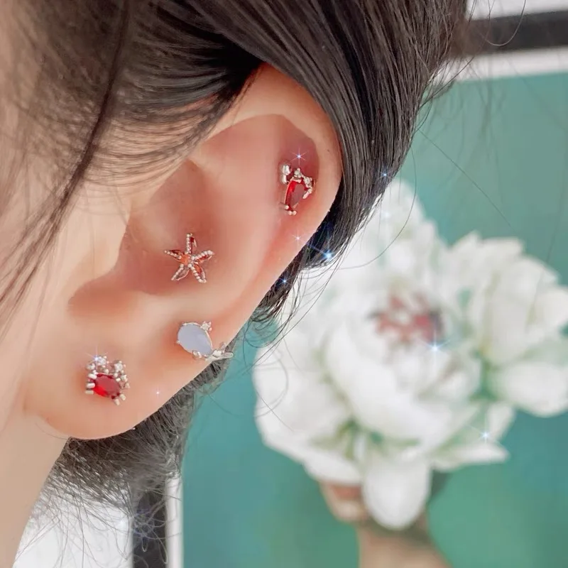 Серьги-гвоздики женские из нержавеющей стали с фианитом украшение для пирсинга