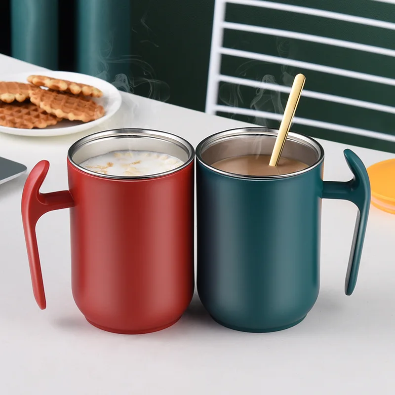 

Stainless Steel Coffee Mug Metal Drinking Mugs Double Wall Beer Cup 304 Thermal Water Wine Cups with Lid for Office Home