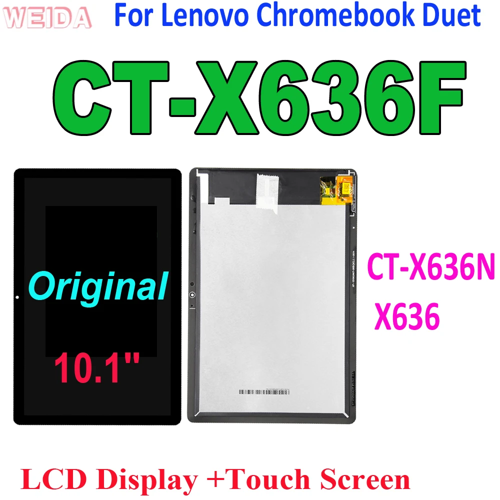 Original 10.1'' LCD For Lenovo Chromebook Duet CT-X636F CT-X636N X636 LCD Display Touch Screen Digitizer Assembly Replacement