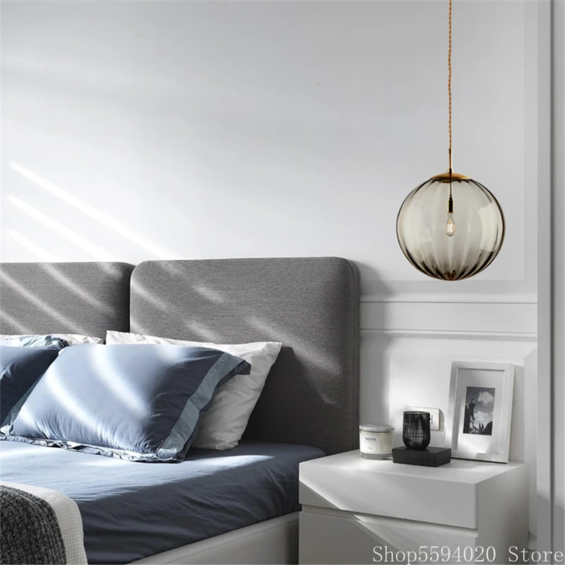 Современные круглые стеклянные подвесные светильники E27 светодиодные лампы для