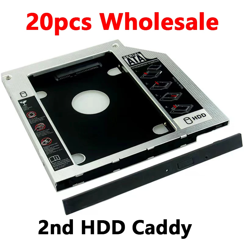 

20pcs Universal 9.5/12.7mm Aluminum 2nd Hdd Caddy SATA Optibay 2.5Inches SSD DVD CD-ROM Enclosure Adapter Laptop Hard Disk Drive
