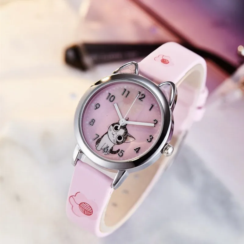 

Cute Cheese Cat Pattern Women Watch with Bracelet Quartz Analog Ladies Watches Kids Girls Student Clock Gift Relogio Feminino