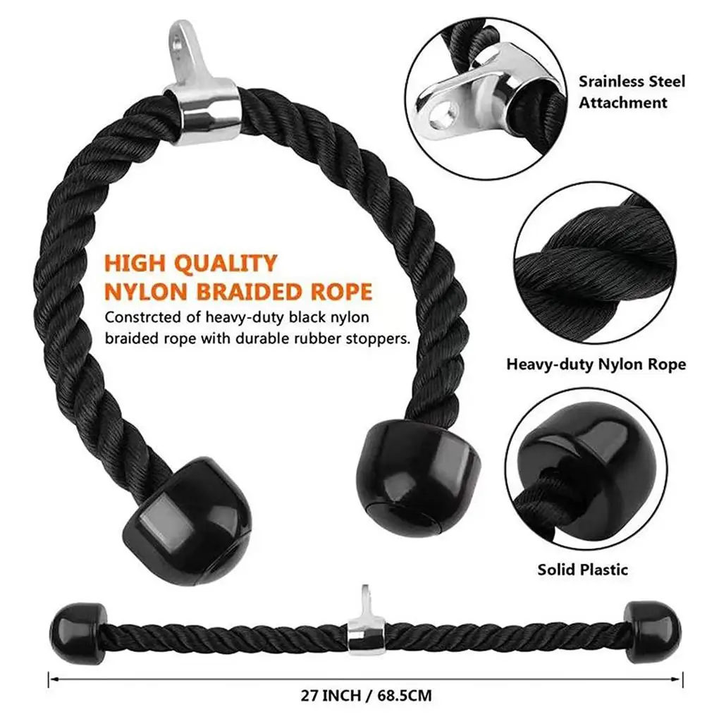 

Pull Rope Set Down Machine Attachment Triceps Ropes Biceps Muscle T-Bar Handle Grip Cable Sturdy for Gym Home Rowing
