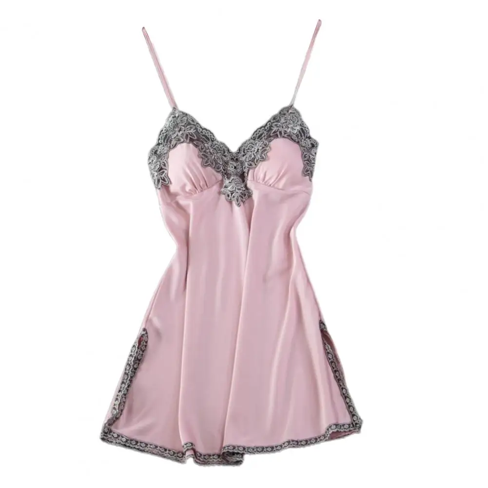 

Women Nightdress Backless Slit Hem Sexy V Neck Sleepwear Dress for sleep