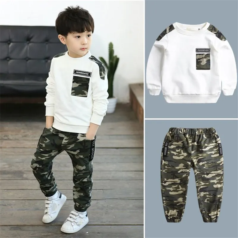 

Kit Camouflage Kids Boys Outfit Teenager Tracksuit Autumn Boys Tracksuit Sets Camouflage Clothing Children 2pcs Pants Sport Tops