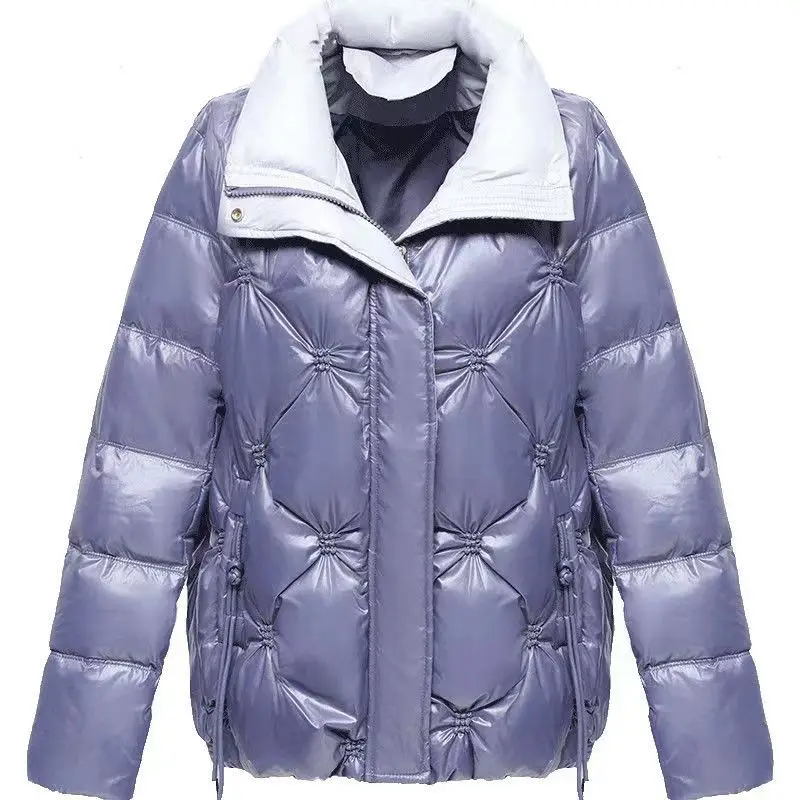 Brightened Short Style Versatile Jacket Woman Winter 2023 Demi-season Parka Female Shirts and Blouses Oversize Fluffy Spring