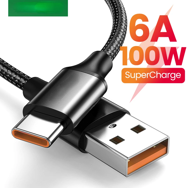 

6A 5A USB Type C Cable for Huawei P40 Pro Mate 30 P30 Pro Supercharge 100W Fast Charging USB-C Charger Cable for Huawei