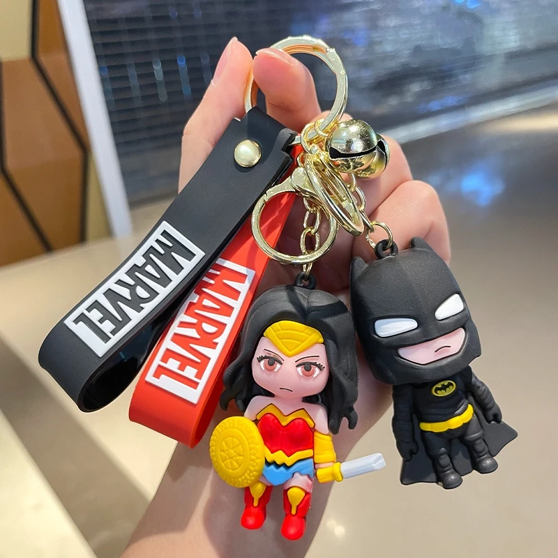 

Marvel Superhero Keychain Anime Figure Batman Superman Wonder Woman Cartoon Hero for Boy Bag Pendant Ornaments Kid Birthday Gift