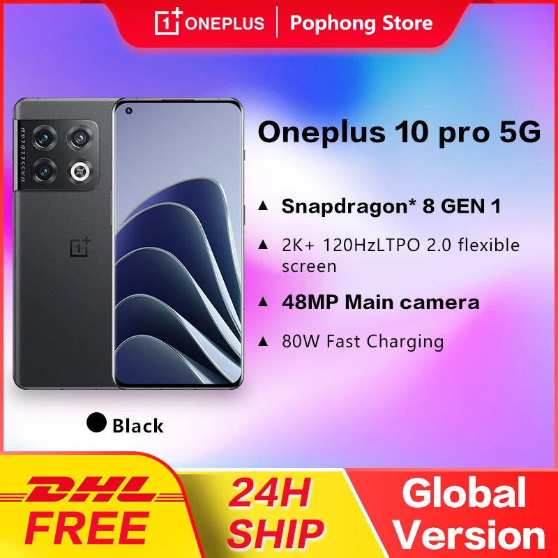 OnePlus-teléfono móvil OnePlus 10 Pro 5G versión Global, smartphone con pantalla curva AMOLED de 6,7 pulgadas, 12GB de RAM, Snapdragon 8 Gen 1, Ocat Core, NFC