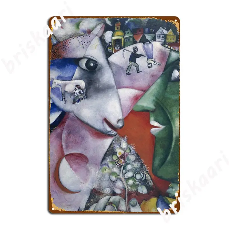 

Марк Chagall I и деревня, металлический знак, создание настенной таблички, клубный бар, клубный жестяной знак, постер