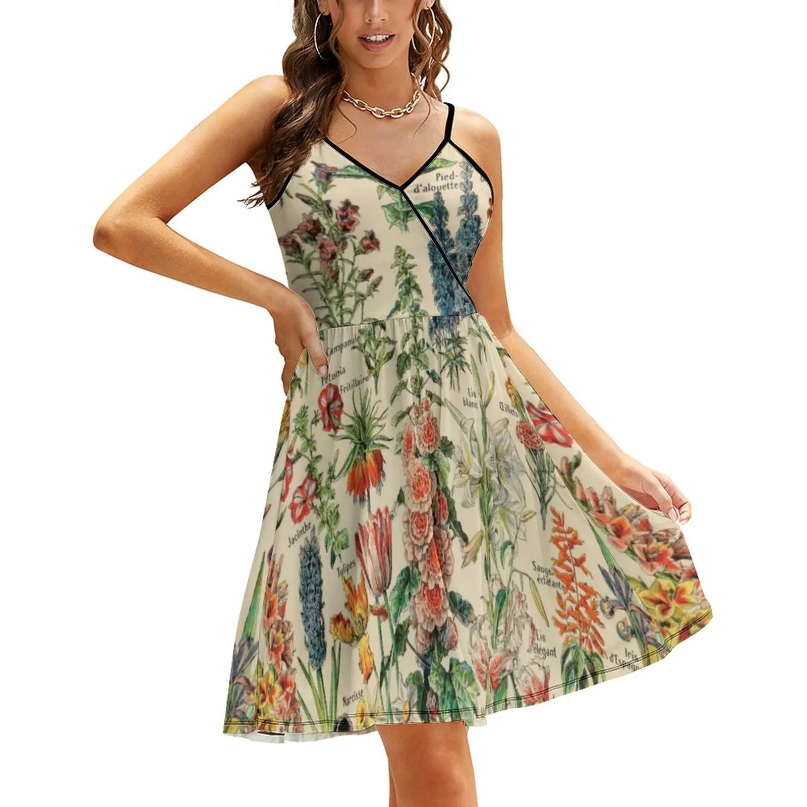 

Женское винтажное платье на тонких бретельках, Повседневное платье с цветочным принтом, большие размеры