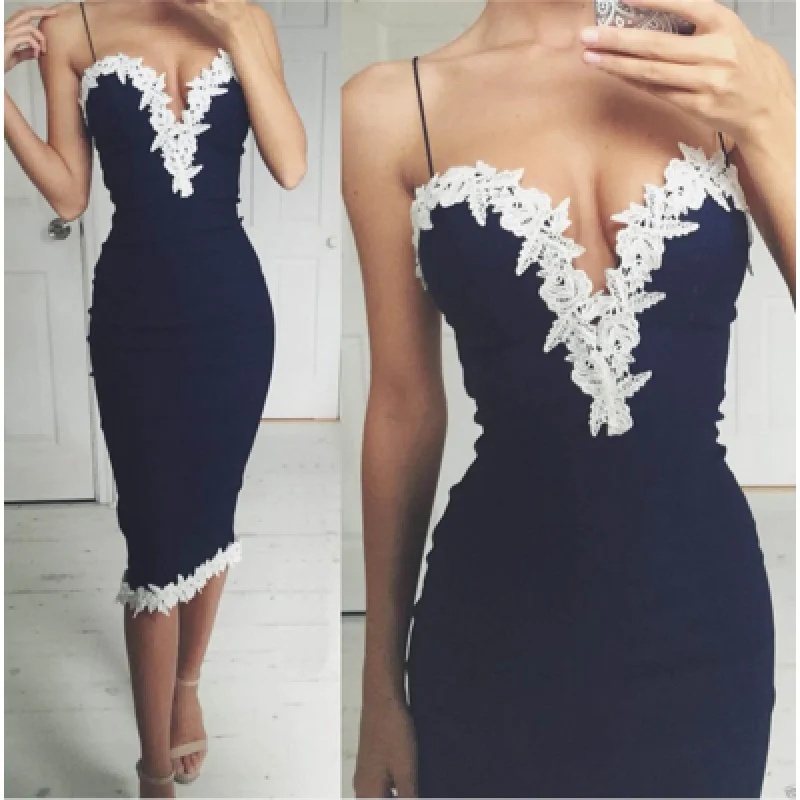 

Summer New Fashion Sexy European and American Strap Hip LacevWomen's Mid-Length Collar Dress2020