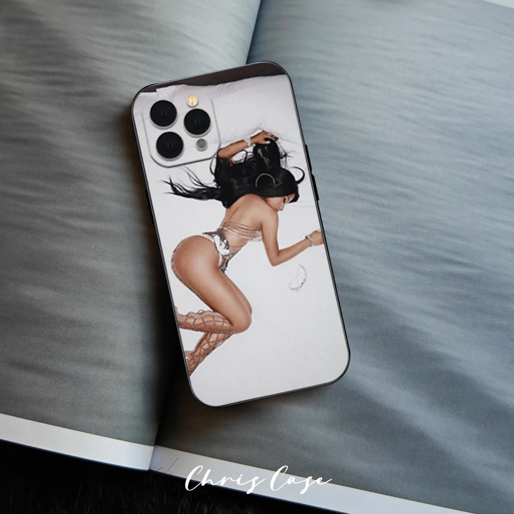 Phone Case For iPhone 12 11 13 14 15 16 Max Pro Plus Black Soft Silicone Cover Singer Nicki M-Minaj