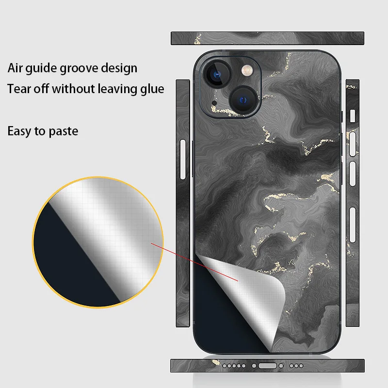 

Colorful Marble 3M Film Wrap Stickers for iPhone 13 Pro Max 12 Mini 13 Pro Case Back Cover Decal Skin Full Protector Sticker